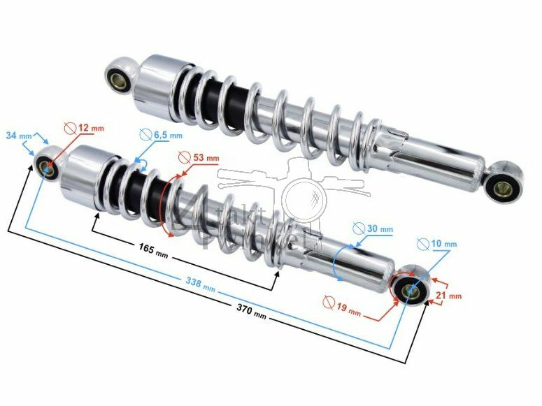 Shock absorber set 338 mm, 10 - 12, chrome