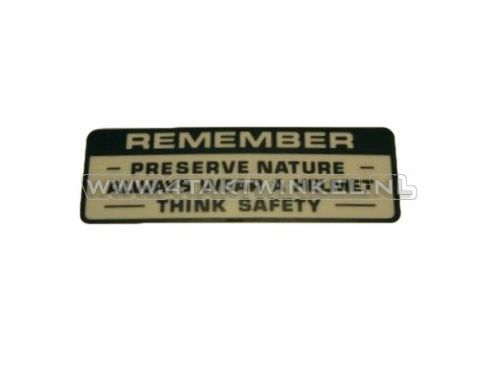 Sticker C50 handlebar &quot;remember&quot; black in 1 language, original Honda