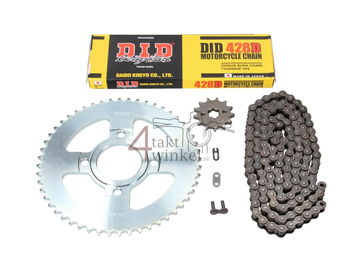 Sprockets and chain set, Mash Fifty, 13 - 52, silver, 17mm shaft