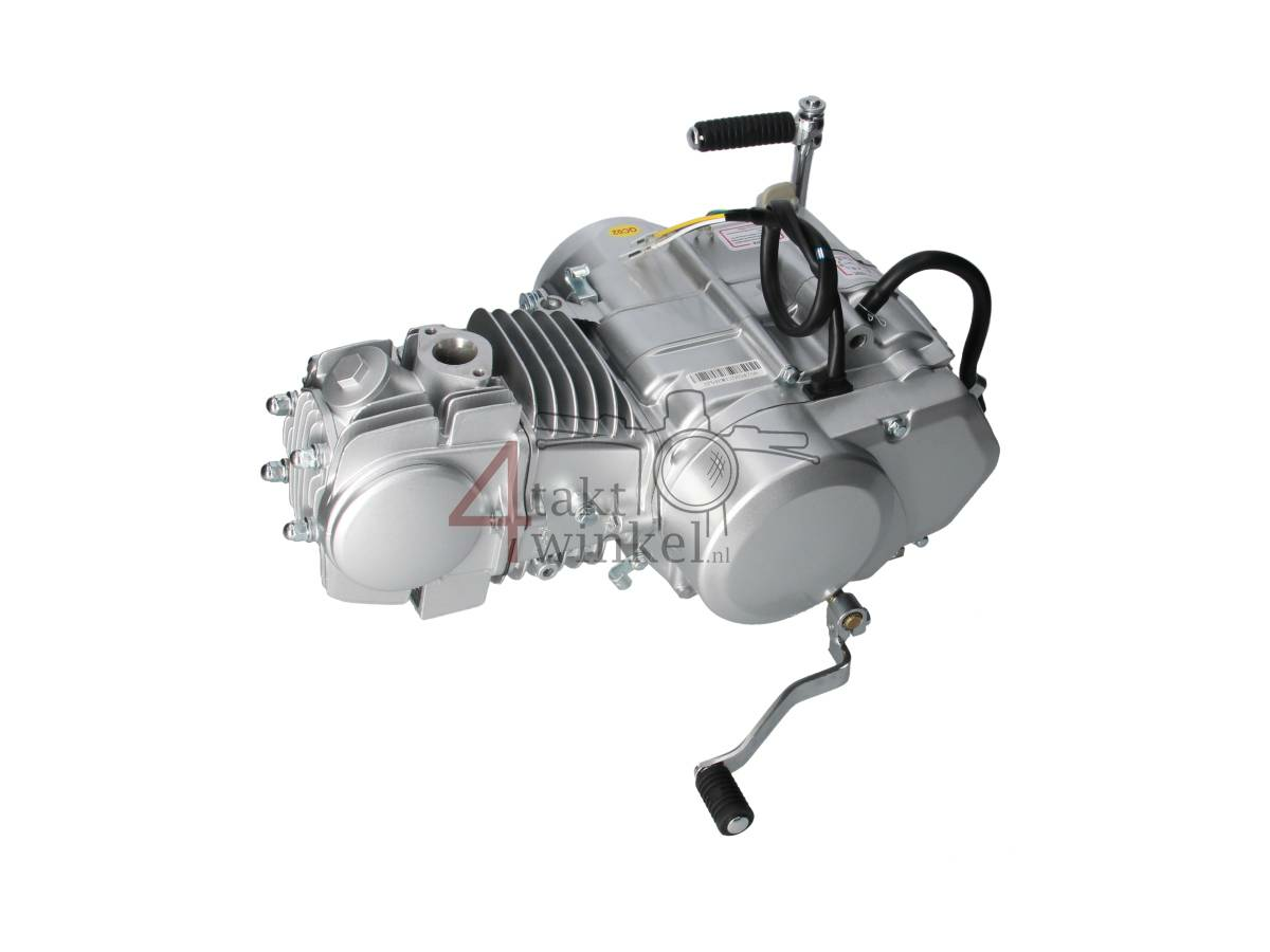 Engine, 125cc, manual clutch, Lifan, 4-speed, silver