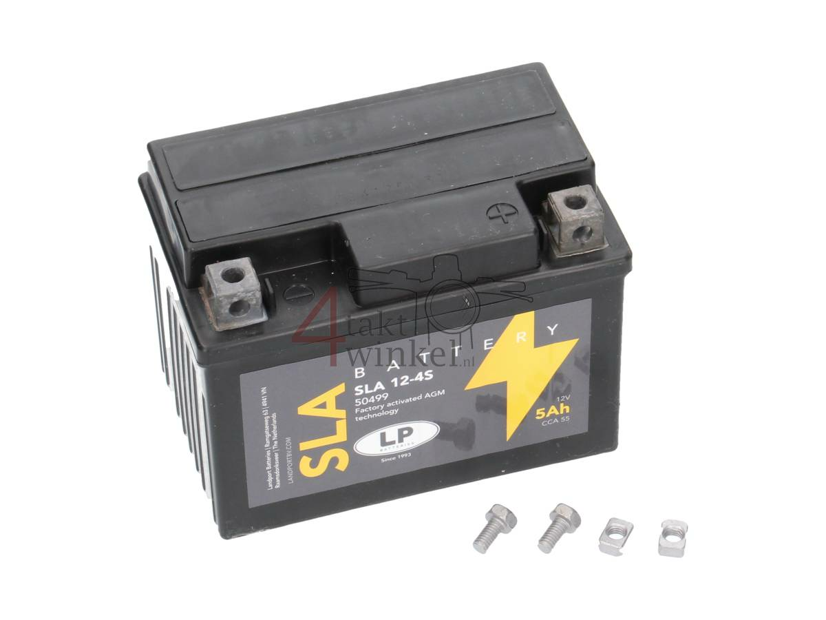 Battery 12 volt 5 ampere Landport, SLA12-4. Size = 4 ampere CTX 4L-BS