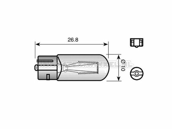 Bulb T10, single, 12 volt, 2 watt, plug-in