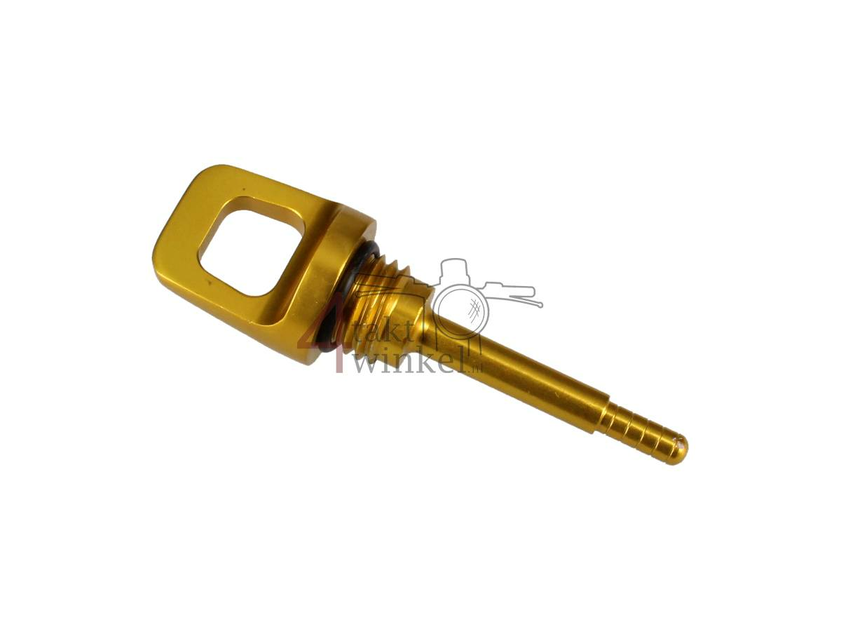 Oil dipstick, short, 70mm, aluminum, Gold