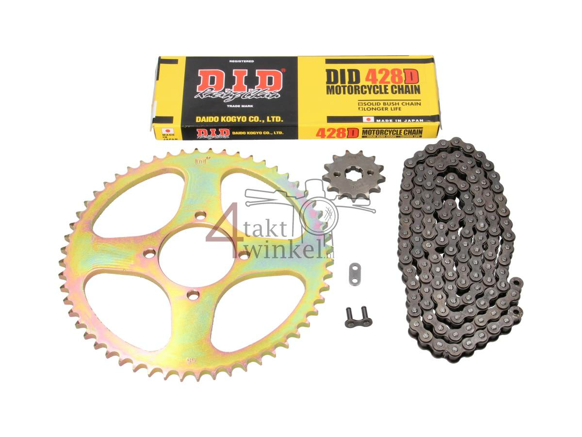 Sprockets and chain set, Hanway RAW50, AGM Caferacer, 428, 13-56