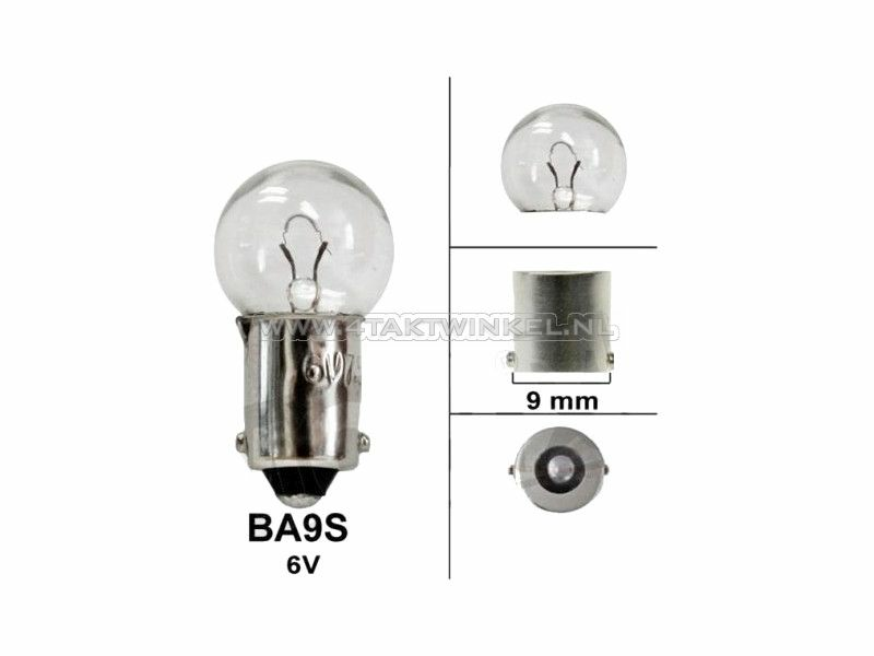 Bulb BA9s, single, 6 volt, 6 watt