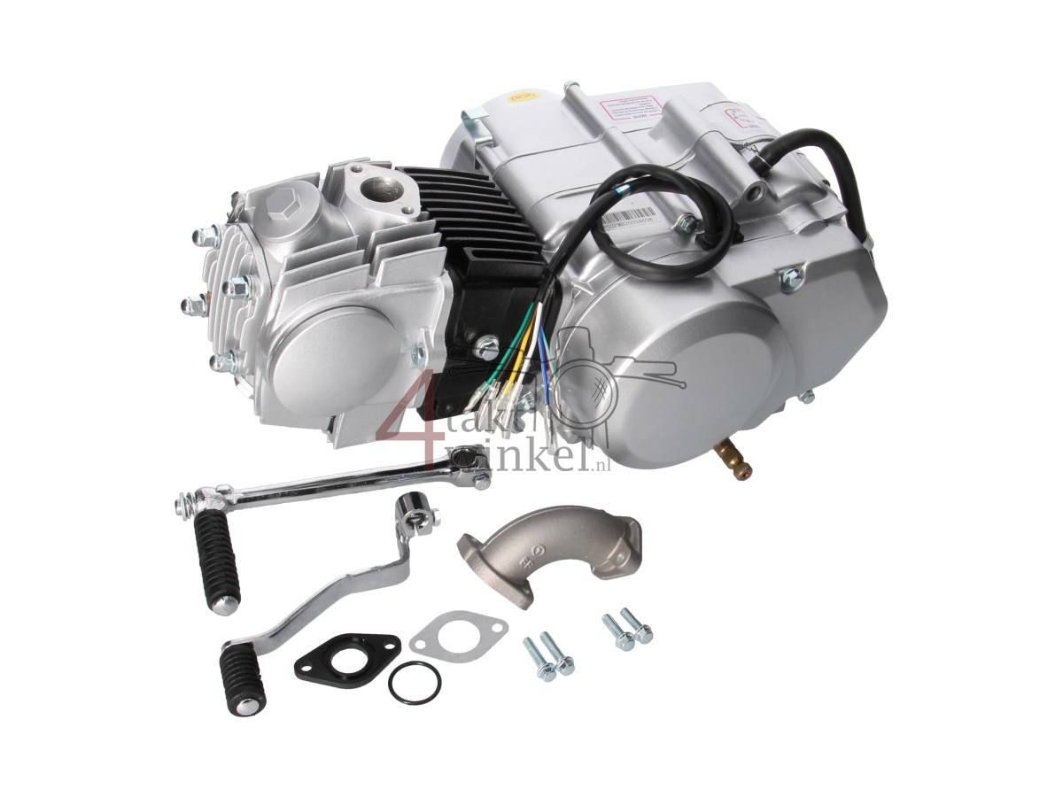 Engine, 107cc, semi-automatic, 4-speed, silver