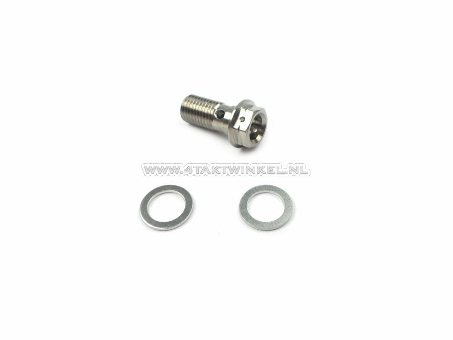 Banjo bolt, M10 x 1.25 thread, Kitaco, Stainless steel