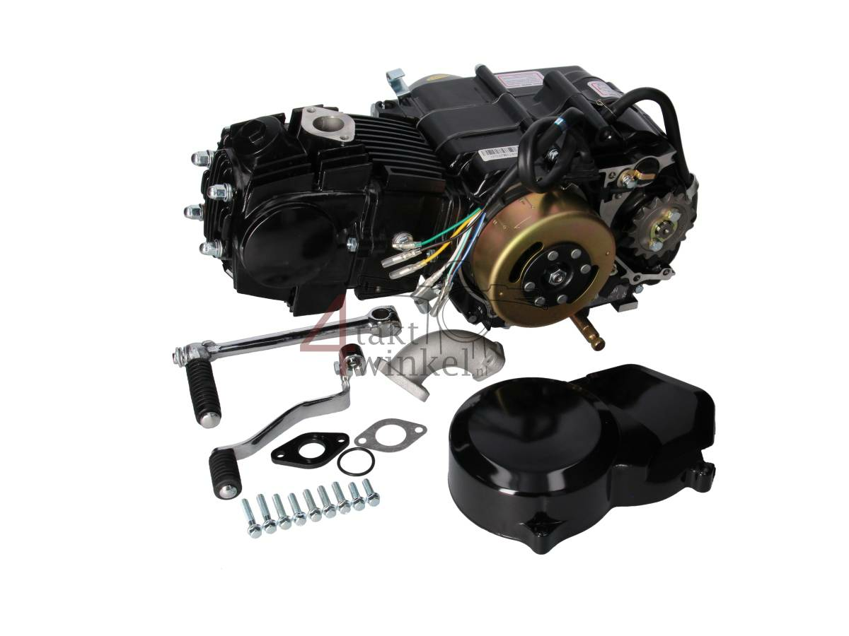 Engine, 107cc, manual clutch, 4-speed, black