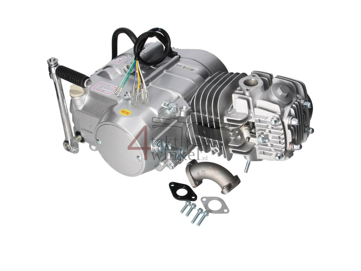 Engine, 125cc, manual clutch, 4-speed, silver