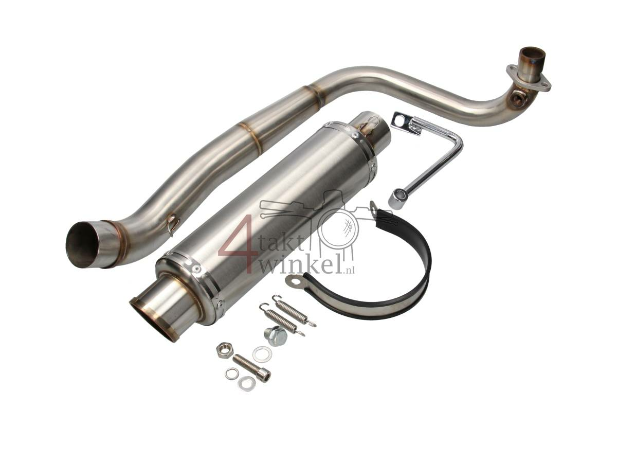 Exhaust tuning, down swept, single, Kepspeed, stainless steel, GP-1