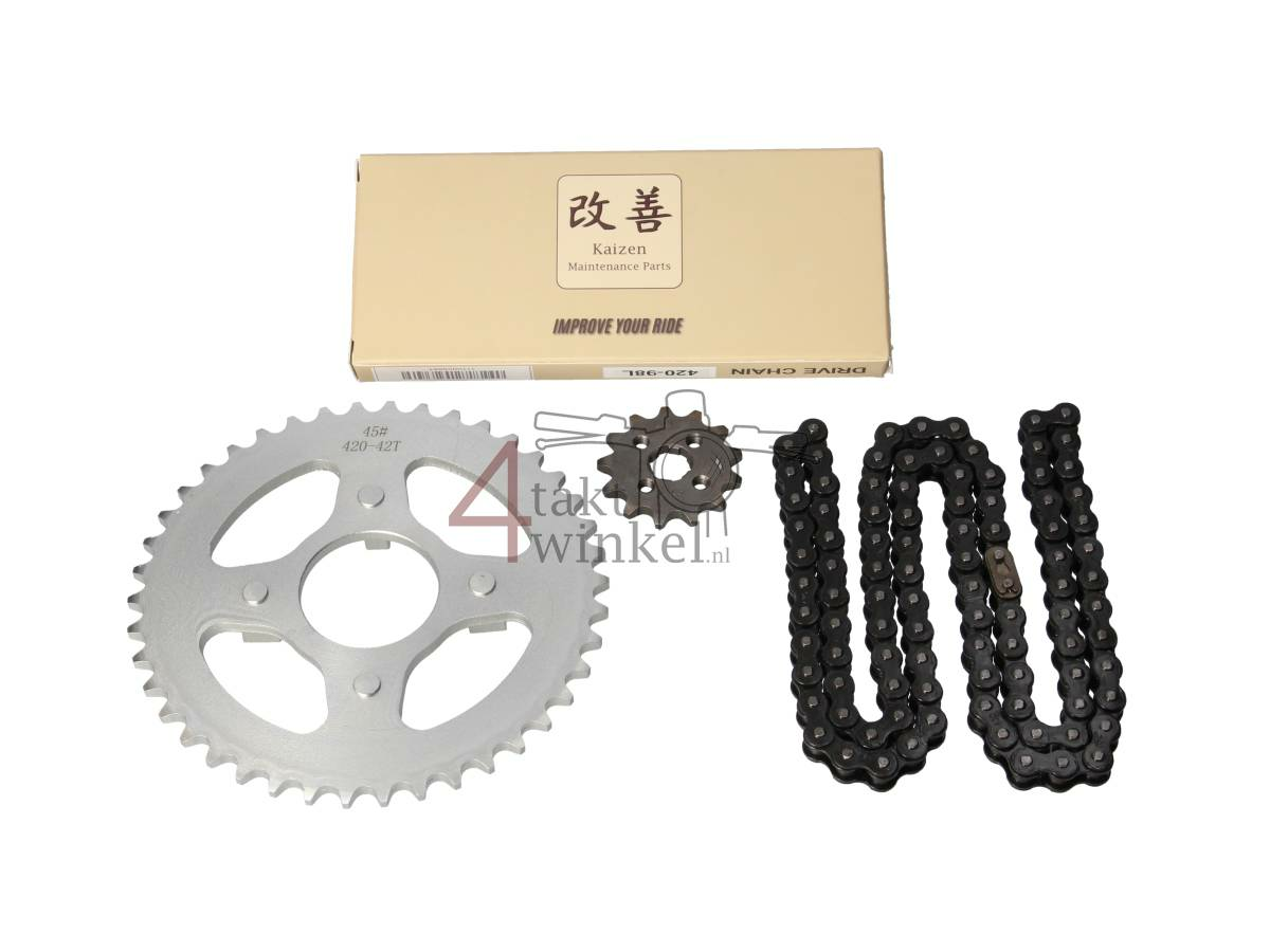 Sprockets and chain set standard +1, fits SS50, A-quality