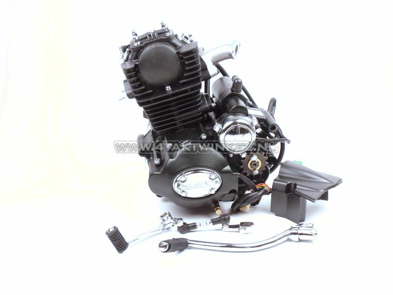 Engine, 50cc, manual clutch, Lifan, (Mash) 4-speed, upright cylinder, with electric starter, black