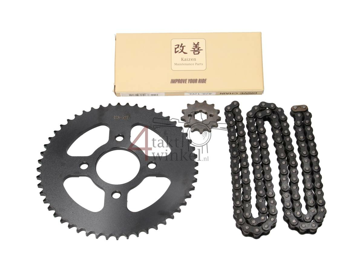 Sprockets and chain set, Mash Fifty, 13 - 52, black, 20mm shaft, A-quality