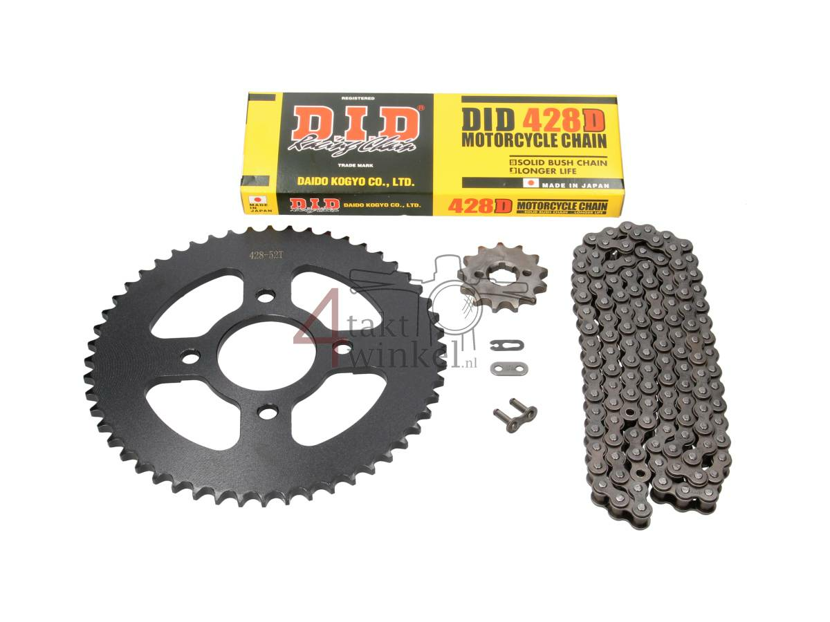 Sprockets and chain set, Mash Fifty, 13 - 52, black, 20mm shaft