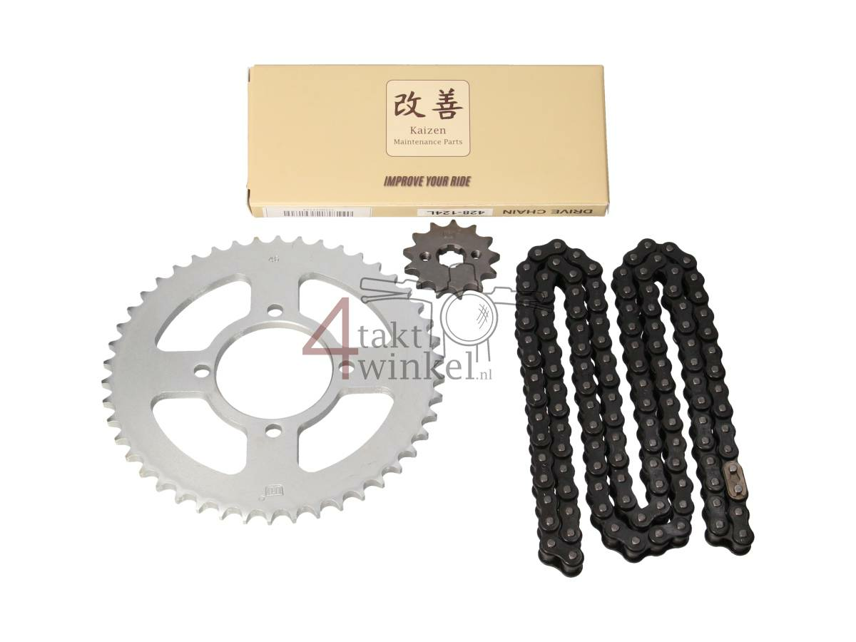Sprockets and chain set, Hanway RAW50, AGM Caferacer, 428, 13-46, A-quality