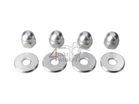 Nut cap set, m10 x 1.25 + rings, aluminum silver