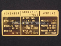 Sticker SS50 tank "remember" white in 3 languages, original Honda