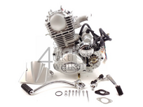 Engine, 50cc, manual clutch, Lifan, (Mash) 4-speed, upright cylinder, with starter motor, silver