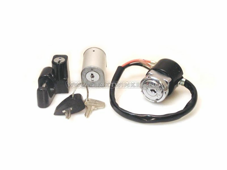 Ignition lock set, SS50, CD50, Dax OT, with steering lock &amp; helmet lock, original Honda