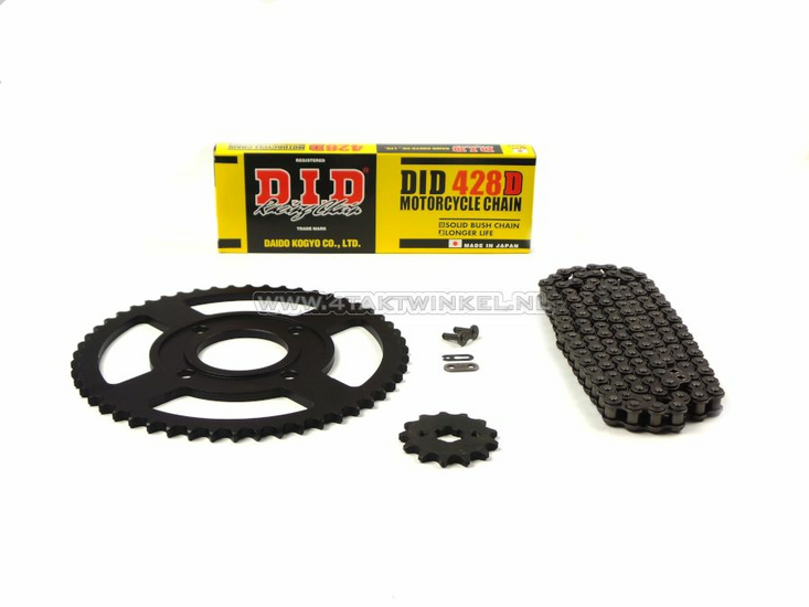 Sprockets and chain set, Mash Fifty, 13 - 52, black, 17mm shaft