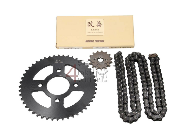 Sprockets and chain set, Mash Fifty, 15 - 48 (70cc, 85cc) 17mm shaft, A-quality