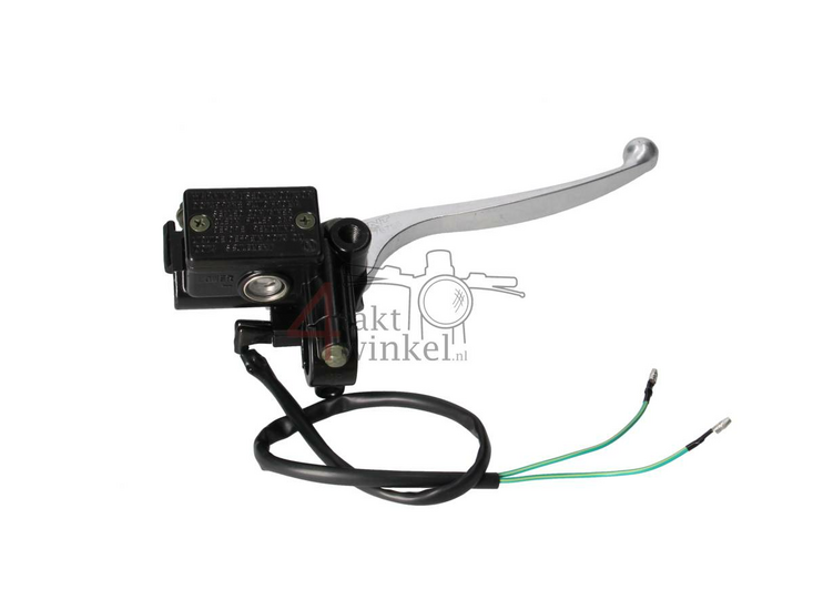 Lever hydraulic, right (brake pump) complete, universal e.g. Dax, Ape, silver