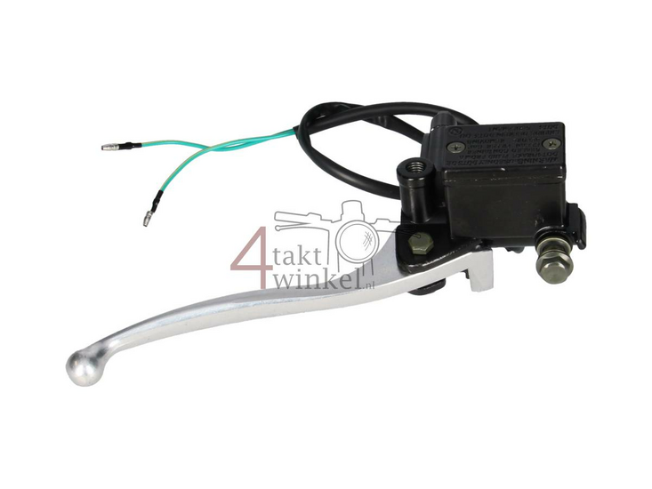 Lever hydraulic, right (brake pump) complete, universal e.g. Dax, Ape, silver