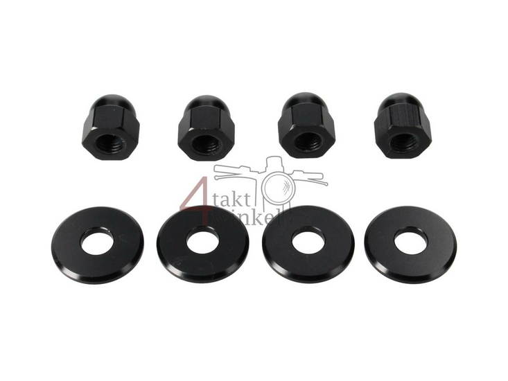 Nut cap set, m10 x 1.25 + rings, aluminum black
