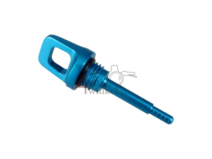 Oil dipstick, short, 70mm, aluminum, blue