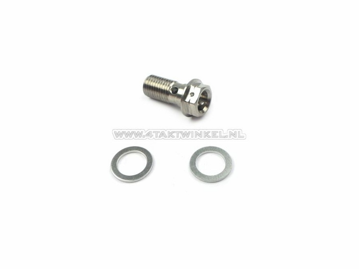 Banjo bolt, M10 x 1.25 thread, Kitaco, Stainless steel