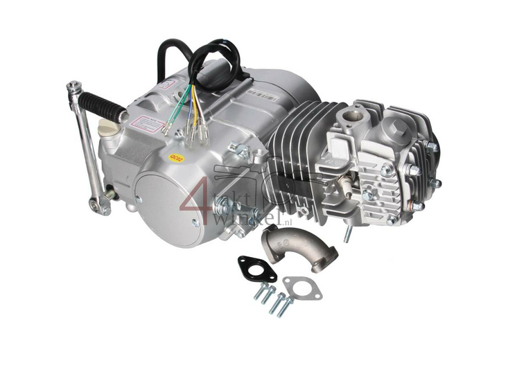 Engine, 125cc, manual clutch, 4-speed, silver