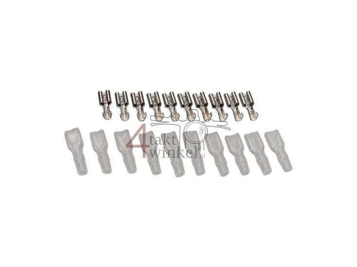 Connector Japanese spade 4.8mm, female + sleeve, per 10 pieces