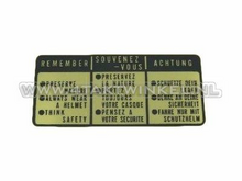 Sticker SS50 tank "remember" black 3 languages, original Honda