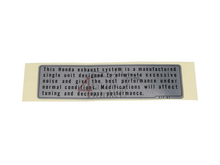 Plate B, caution, OEM Honda