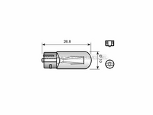 Bulb T10, single, 12 volt, 5 watt, plug-in