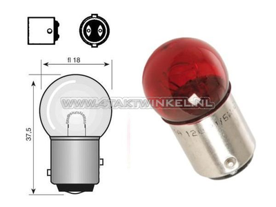 Rear bulb duplo BAY15D, 6 volts, 18-5 watts, small bulb, red