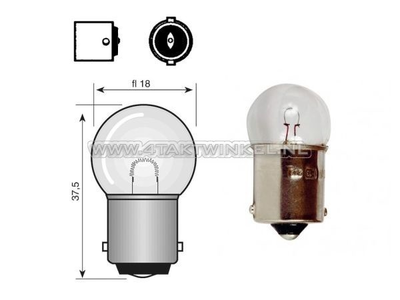 Bulb BA15-S, single, 6 volt, 5 watt small bulb