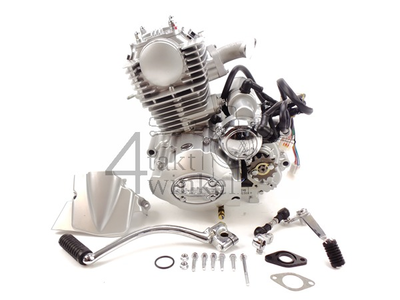 Engine, 50cc, manual clutch, Lifan, (Mash) 4-speed, vertical cylinder, with starter motor, silver