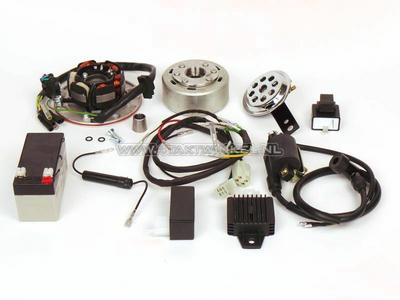 CDI ignition conversion kit & 12 volt electricity, light flywheel, fits SS50, CD50, C50, C70, ST50, ST70, Dax
