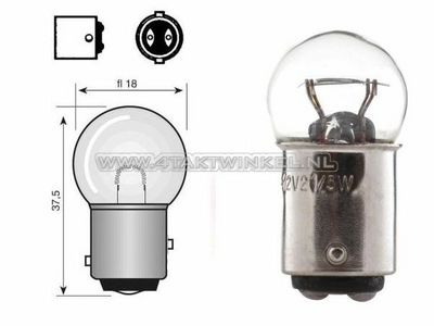 Rear bulb duplo BAY15D, 12 volts, 21-5, watt, small bulb