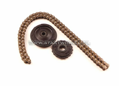 Guide roller, tension roller and chain set, 84 links, fits C90 NT