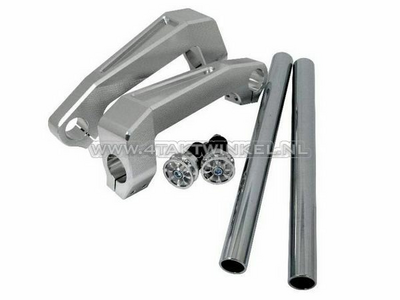 Handlebar aluminum, fork mounting, Dax, Monkey, 30mm, silver