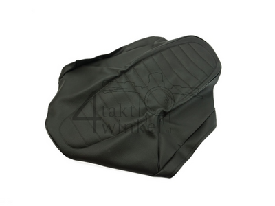 Seat cover, black, black piping, long model, fits SS50 K3