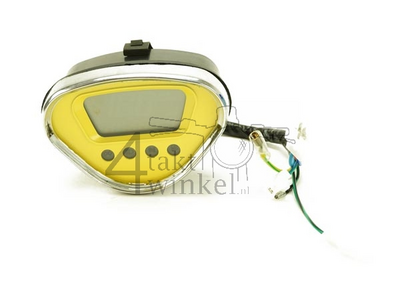 Speedometer Dax digital, yellow with chrome edge