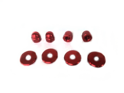 Nut cap set, m10 x 1.25 + rings, aluminum red