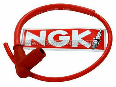 Spark plug cap NGK with cable, racing red